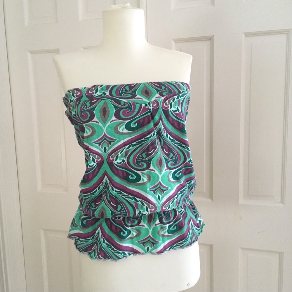Ezekiel strapless kaleidoscope design top